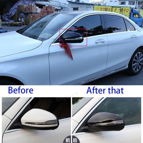 Black Side Mirror Cover Caps For Mercedes Benz W205 W222 W213 W238 X205 X253 C217 W463 C253 W253 C S GLC E G Class AMG replace