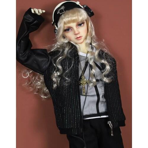 D01-P401 children handmade toy 1/6 1/4 1/3 uncle Doll clothes BJD/SD doll Striped leather stitching jacket 1pcs