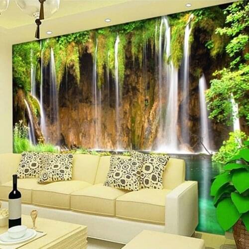 Custom Mural Wallpaper Non-woven Wall Decorations Living Room Sofa Bedroom Backdrop Wallpaper Wall Paper 3D Landscape Waterfall