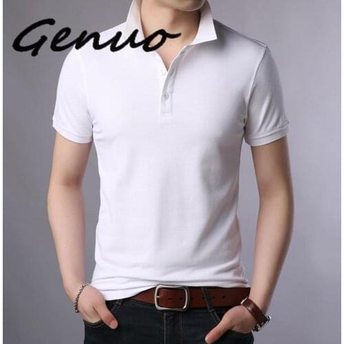 Genuo 2020 New Fashion Brands Polo Shirt Mens Cotton Summer Slim Fit Short Sleeve Solid Color Boys Polos Casual Mens Clothing