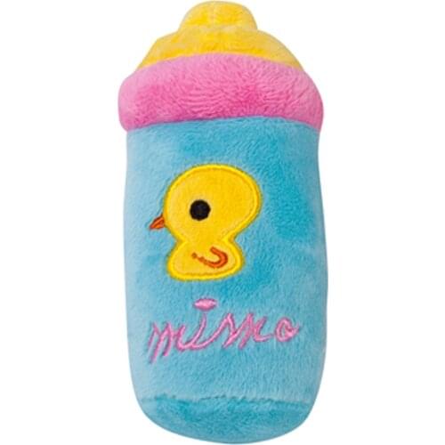 Dog Toy Interactive Funny Cartoon Dog Squeaky Plush Milk Bottle Shaped Pet Dog Puppy Cat Bite Chew Toy Kitten Pet Training Toys