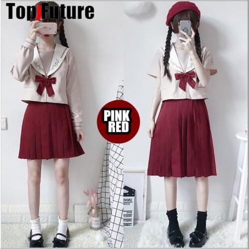 Girl FIRST LOVE DARK RED CHRISTMAS PARTY sailor suit Japanese department JK uniform academic style student uniform class suit