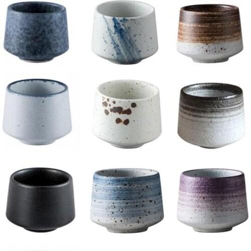 Creative ceramic coffee cup Nordic style casual cup small tea cup rough pottery hand color necked cup 200ml Cup Chinese kung fu