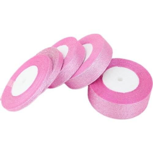 25 yards/roll) pink metallic shiny Ribbon Wholesale Gift Christmas ribbons (6/10/20/25/40mm)