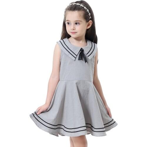Girls Summer Dress 2021 Baby Girl Sailor Collar Princess Dress Kids Casual Cotton Dresses With Bowtie Children Clothes Costume