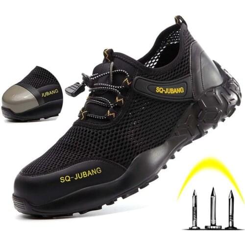 Fashion Mens Shoes Large Holes Breathable Smash-Proof Puncture-Proof Safety Shoes Light And Wear-Resistant Work Shoes