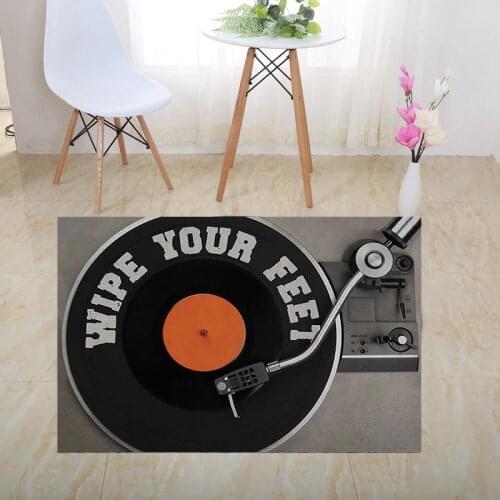 Novelty Vinyl Record Player Welcome Door Mat Retro Vintage DJ Turntable Doormat Rug Carpet Floor Entry Music Lover Home Decor
