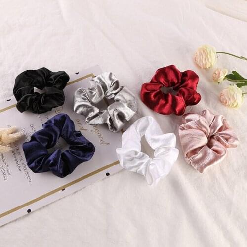 New arrival Fashion women lovely solid soft Hair bands glossy hair scrunchies girls hair Tie Accessories Ponytail Holder