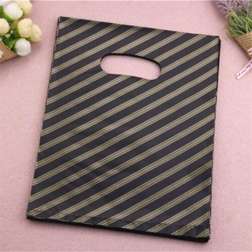 New Design Wholesale 100pcs/lot 20*25cm Luxury Vintage Stripe Gift Packaging Bags Plastic Gold Flash Present Bags