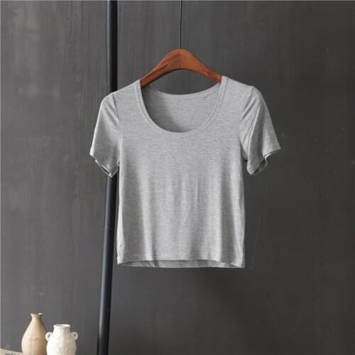 O-neck modal solid women t-shirts 2020 summer new short-sleeved short high waist elastic sexy female pulls tops tees