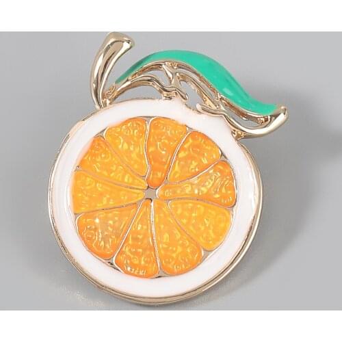 Pauli Manfi Fashion Metal Dripping Orange Brooch Girl Popular Exaggerated Fruit Corsage Campus Bouquet Accessories