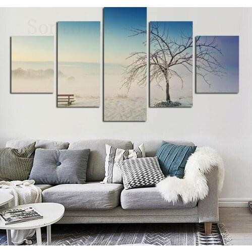 Landscape Tree Beach Luxury Canvas Painting Nordic Style Poster Home Decoration Living Room Sofa Background Wallpaper Decorative