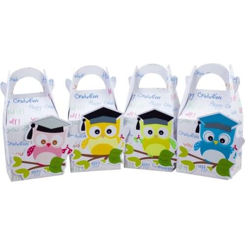 Graduation Owl Favor Box Candy Box Gift Box Cupcake Box Boy Kids Birthday Party Supplies Decoration Event Party Supplies