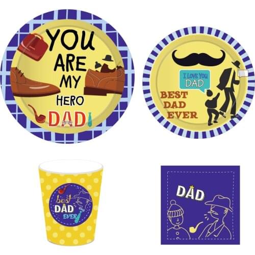 You are My Hero Dad Disposable Tableware Sets Father Birthday Party Decoration Happy Fathers Day Party Favors