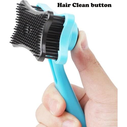 Dog Hair Grooming Hair Removal Brush Pet Comb Rake for Medium Large Dogs Push Hair Pet Comb Button Easy Cleaning Pet Products