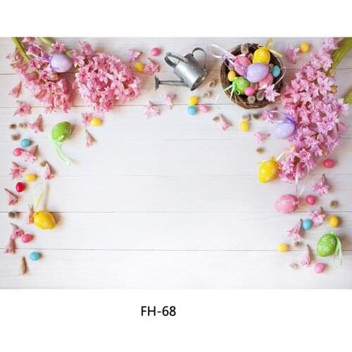 SHENGYONGBAO Spring Easter Photography Backdrop Rabbit Flowers Eggs Wood Board Photo Background Studio Props 2021318FH-1002