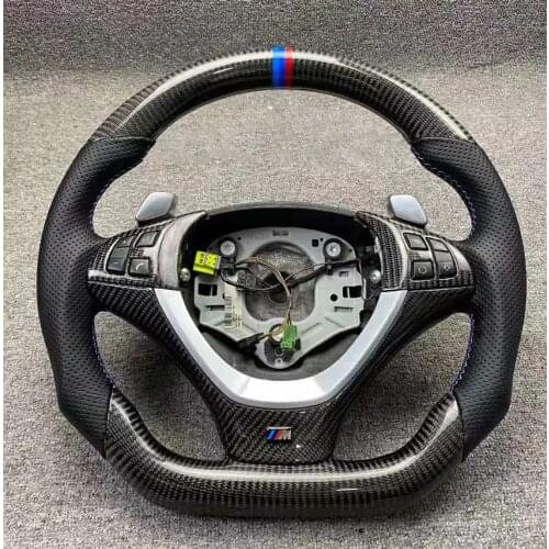 D-Shape Cuatomized Real Carbon Fiber Sports Steering Wheel Alcantara Leather compatible for BMW X5 X6 2015-2020