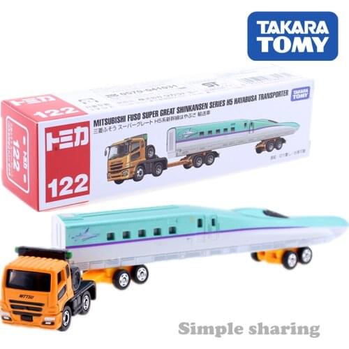 Takara Tomy Tomica No.122 Mitsubishi Fuso Shinkansen H5 Hayabusa Transporter Car Model Kit Diecast Hot Toys For Children Funny