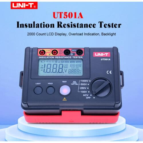 UNI-T Insulation Resistance Tester Meter UT501A Megger Earth Ground Resistance Voltage Tester Megohmmeter Voltmeter
