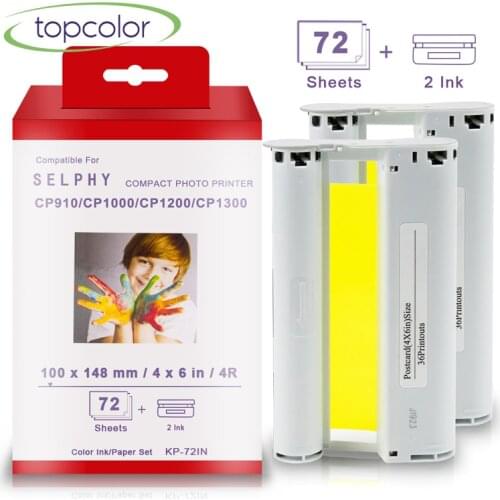 Topcolor Compatible Canon Selphy CP1300 Paper KP-108IN Ink Cassette for Canon Selphy Photo Printer CP910 CP1000 CP1200 KP-36IN