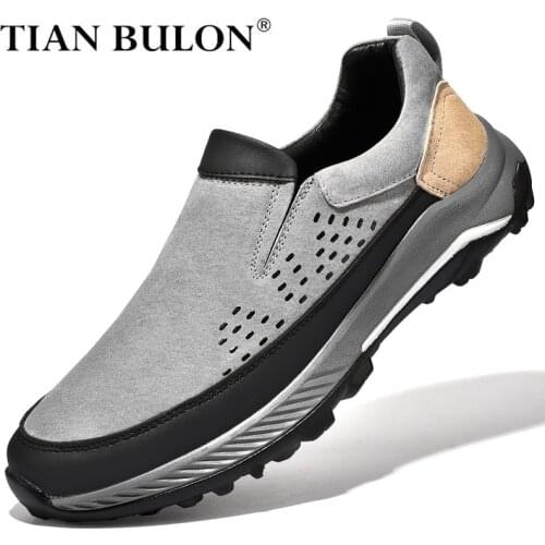 Genuine Leather Men Casual Shoes Fashion Mens Loafers Moccasins Slip-on Mens Walking Shoes Breathable Adult Men Luxury Sneakers