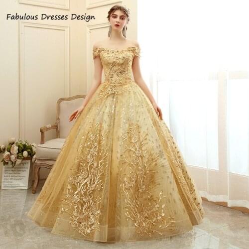 Gorgeous Champagne Appliques Beaded Quinceanera Dresses Off Shoulder 2021 Puffy A Line Sweet 16 Dress Pageant Gown Vestidos