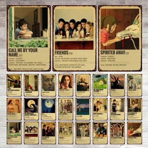 Vintage Classic Movie Tv Show E.t/pulp Fiction Retro Metal Poster Wall Art Shabby Tin Sign Plate for Living Room Home Decoration