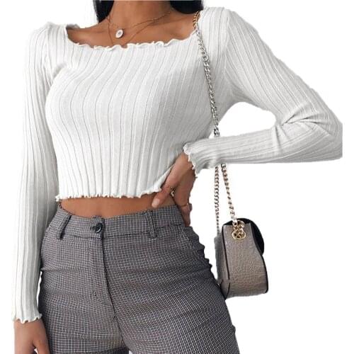 Womens Fall Shirt, Knitting Top, Elastic Wrapped Casual Party High Neck Warm Ruffle Underwear