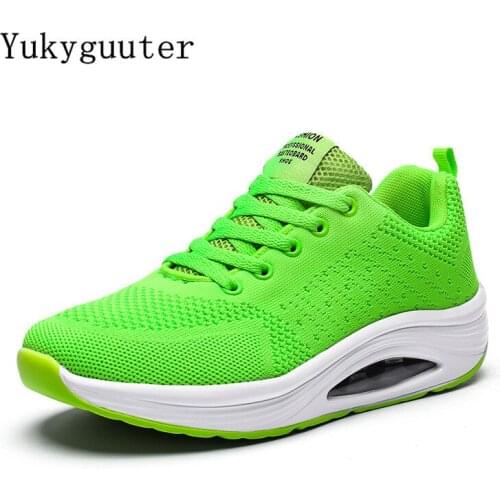 Woman Sport Running Shoes Flat Outdoor Sneakers Mesh Summer Breathable Lightweight Athletic Chunky Height Increasing Air Cushion