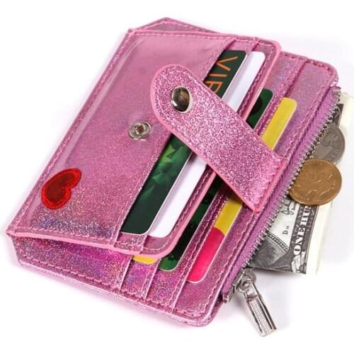 PU Embroidery Womens Zipper Buckle Coin Purse Mini Wallet Cute Card Holder