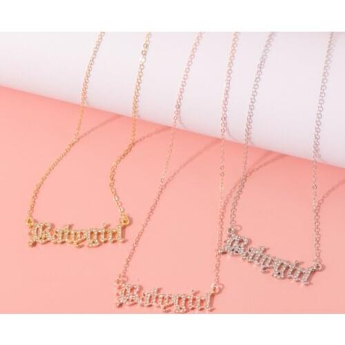 Lost Lady Fashion Zircon Babygirl Necklace for Women Pendants Necklaces Old English Font Chain Girlfriend Gift Jewelry Wholesale