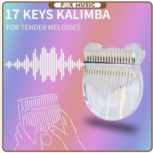 17 Keys Arcylic Kalimba Transparent Bear Shape Rainbow Kalimba With Hard Case Tuning Hammer Gifts for Kids Adult Beginners