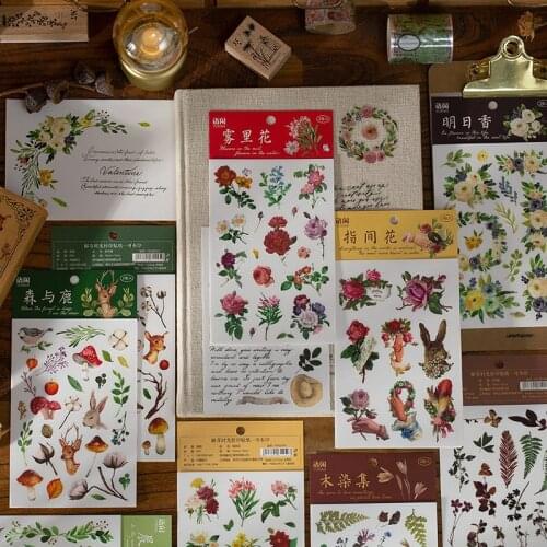 2PC/set Kawaii Flowers Paper Stickers Scrapbooking Diy Bullet Journal Korean Diary Stationery Sticker Art Supplies