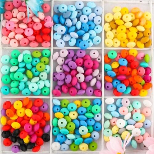 Kovict 300/500/1000pcs 12mm Silicone Lentil Beads Eco-Friendly Beads DIY Pacifier Chain Necklace Accessories Baby Teether Toys