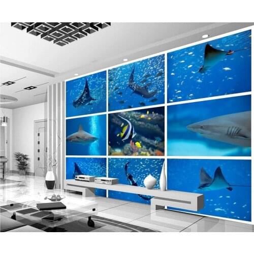 3d stereoscopic wallpaper Shark underwater world of tropical fish 3d wall murals wallpaper painting wallpaper