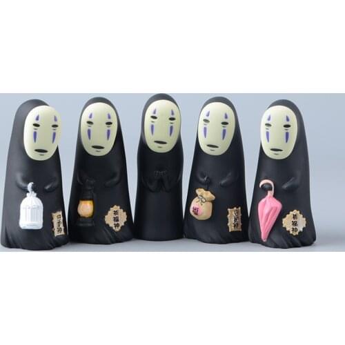 5pcs/set Miyazaki Hayao Anime Spirited Away No Face Man Vinyl Action Figures Doll