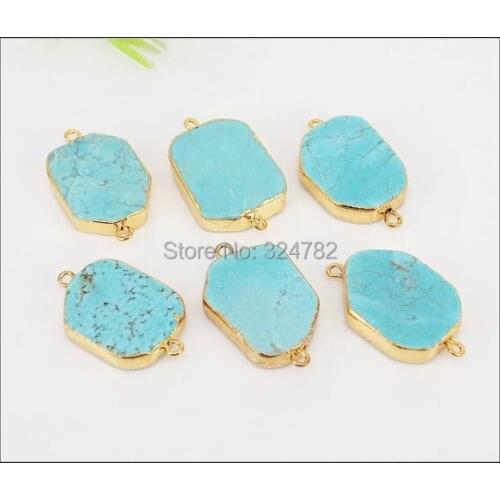 5pcs Nature Stone Connectors,Gold Tone Gem stone Connectors,Making Bracelets Jewelry Findings