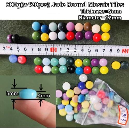 600g(Approx. 420pcs) 12mm Jade Round Mosaic Tiles DIY Mosaic Making Tile Glazed Circel DIY Craft Materials Multi Colors Optional