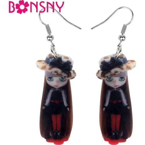 Bonsny Acrylic Fashion Cartoon Earrings Drop Dangle Big Long Vintage Jewelry For Women Girls Lovers Party Gift Accessories