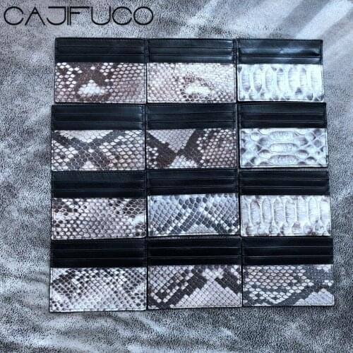 CAJIFUCO 50PCS Wholesale Real Python Leather Porte Carte Credit Python Skin Card Holder Coin Purse