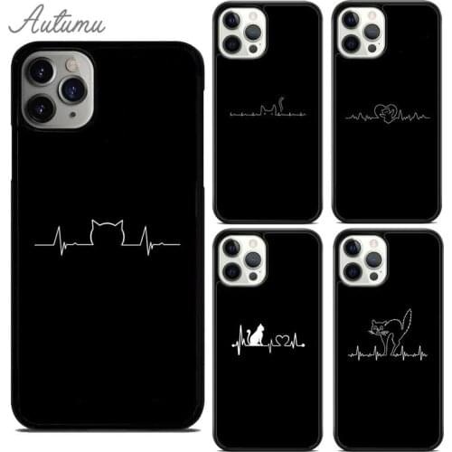 Cat Heartbeat Phone Case for iPhone 11 12 Pro Max mini X XR XS SE 2020 5 6S 7 8 Plus Samsung Galaxy S8 S9 S10 Cover shell