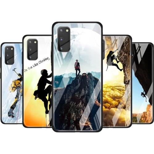 Mountain Climbing Tempered Glass Cover For Samsung Galaxy S20 S10 S9 S8 S10E FE Ultra Plus Lite Phone Case