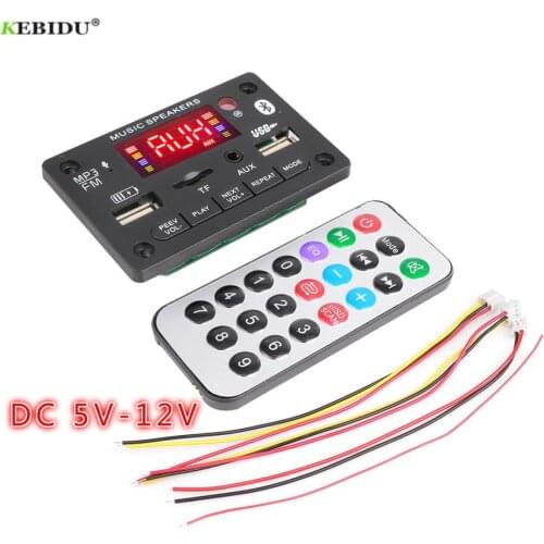 Color Screen Bluetooth 5.0 MP3 Player Decoder Board Recording Car FM Radio Module 5V-12V TF USB AUX Audio For Car Handsfree