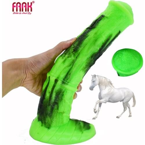 FAAK silicone huge long animal dildo horse donkey penis colorful green black oversize sex toys for women blue white masturbate