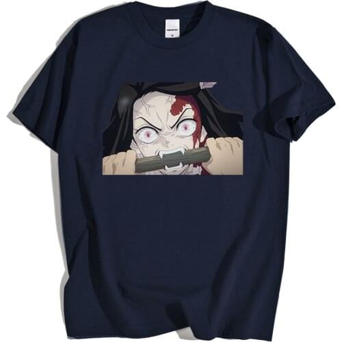 Japan Anime Demon Slayer Street Print Tshirts Mens Fashion Loose Tops Crewneck Loose Tee Clothing Summer Breathable Streetwear