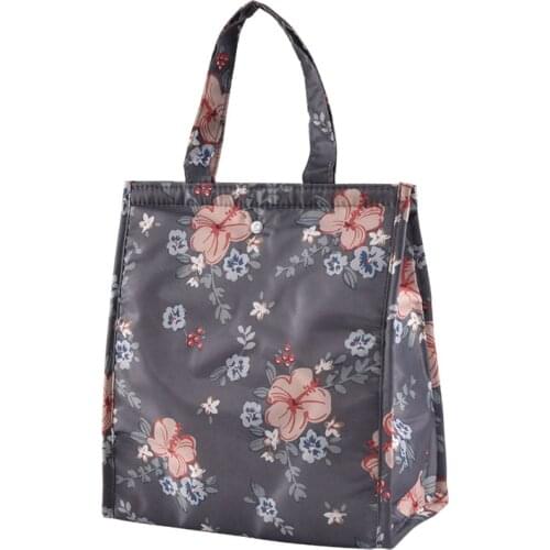 Flamigo Insulated Lunch Bag Aluminium Foil Lunch Tote Blue grey Color Food Bag Polyester HOOK & LOOP Closure Food Bag