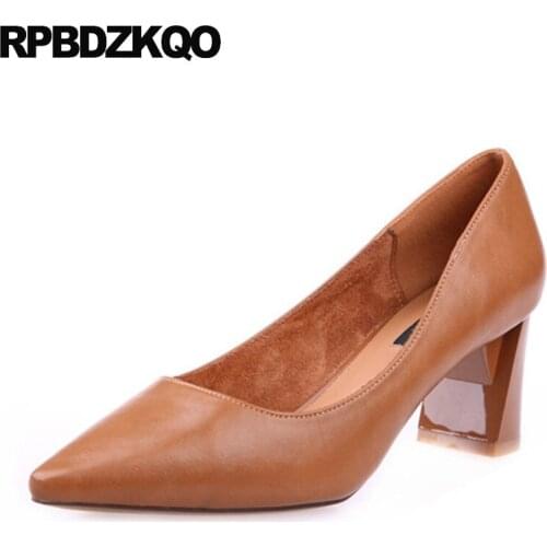 Block Female Footwear Formal Elegant Women Chic Classic Pointed Toe China 2017 Shoes 3 Inch Modern Pumps Size 4 34 Fashion