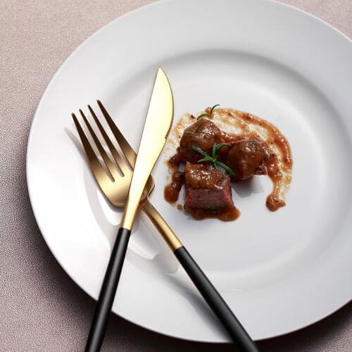 Europ style creative pure white ceramic plate steak plate Western food dinner plate household soup plate round flat plate plate