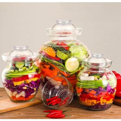 Chinese Tradition Pickle Jar Transparent Glass Kimchi Jar Korea Pickled Cabbage Vegetables Chili Pickling Container Food Storage