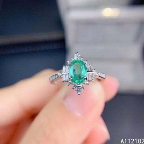 KJJEAXCMY fine jewelry 925 sterling silver inlaid natural emerald fashion girl new gemstone ring support test Chinese style